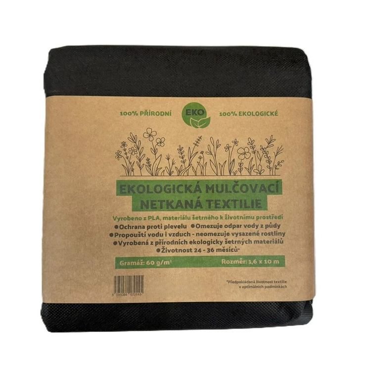 ECO Netkaná mulčovací textilie PLA  60g 1,6 x 10 m černá kompostovatelná