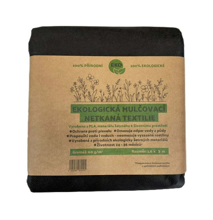 ECO Netkaná mulčovací textilie PLA  60g 1,6 x 5 m černá kompostovatelná